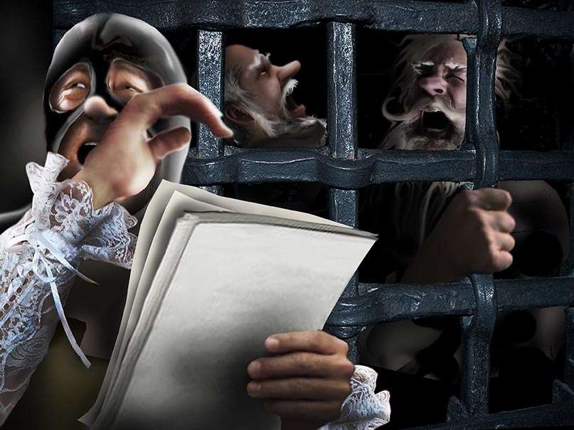 Велел отобрать у палача чернила и бумагу – садист тайно истязает узников. Вчера в ночь перед казнью читал приговорённым свою поэму про ремонт гильотины.